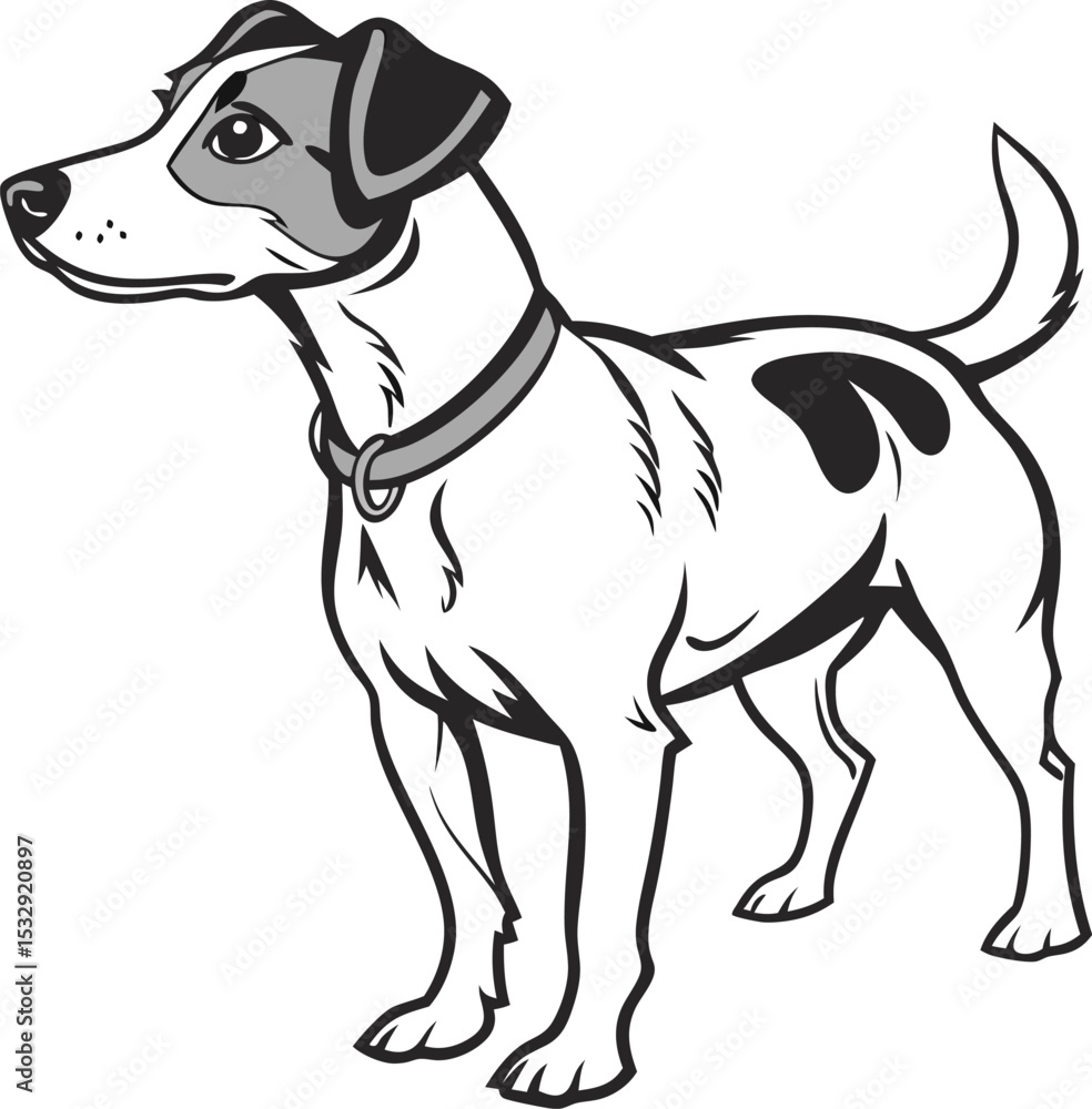 Fototapeta premium A simple, black and white illustration of a Jack Russell Terrier.