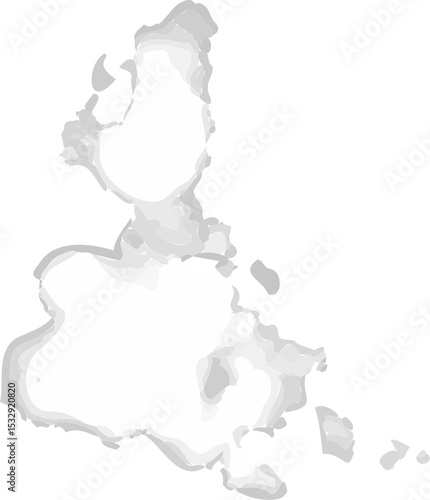 Fotografie Displaying grayscale ink blot shapes in flat vector showing 2 lobes on transpare
