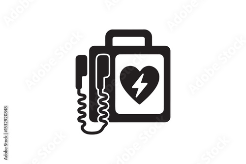 Defibrillator silhouette vector with white background