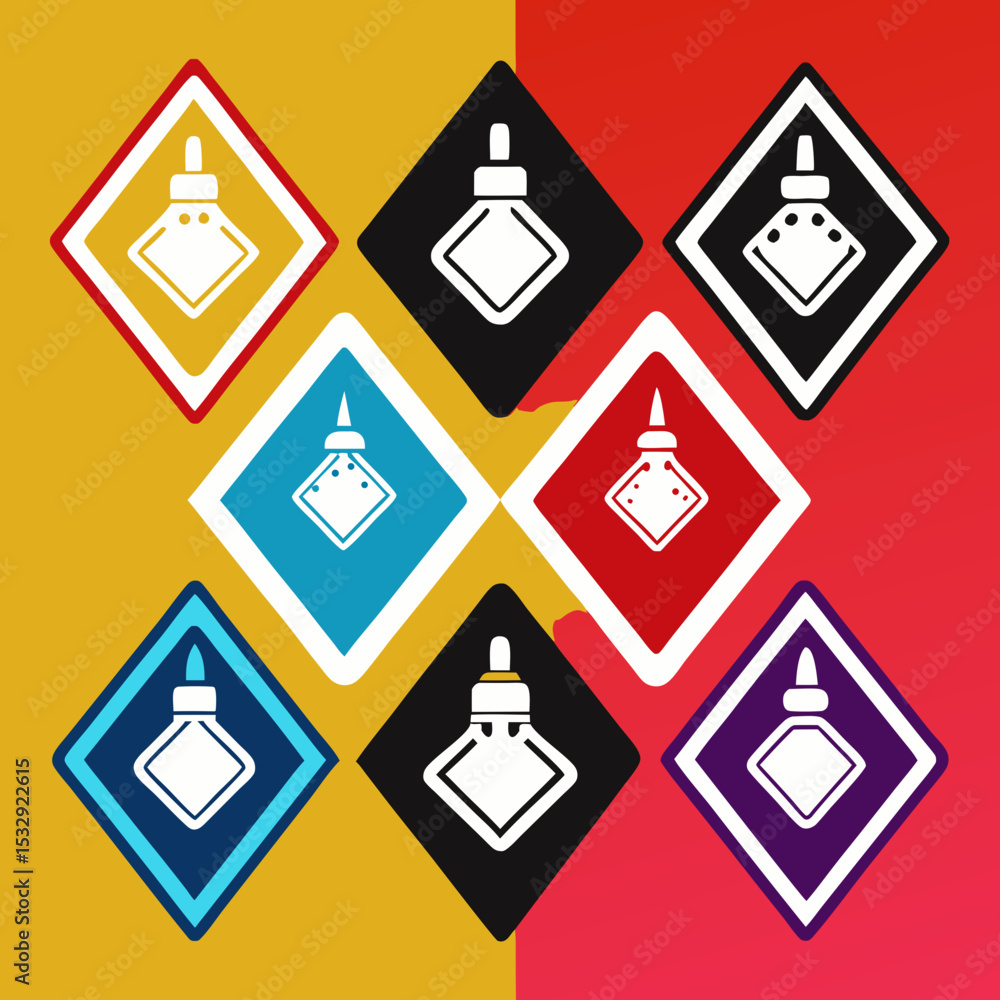 Colorful Diamond Icons Featuring a Dropper Bottle Design Colorful Diamond Icons Featuring a Dropper Bottle Design