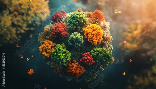 Wallpaper Mural Colorful sphere of trees in autumnal hues. Torontodigital.ca