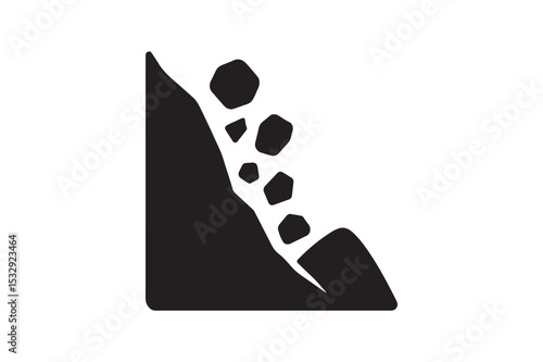 Landslide silhouette vector with white background