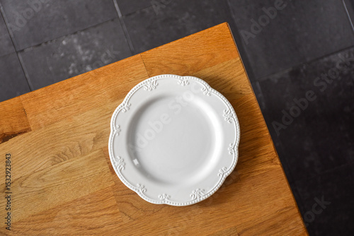 Minimalist Decorative Plate on Rustic Wood Table