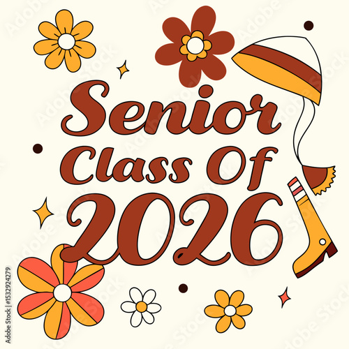Senior class of 2026 retro graduation design