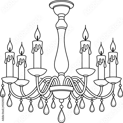 Eight Candle Crystal Chandelier Line Drawing candles