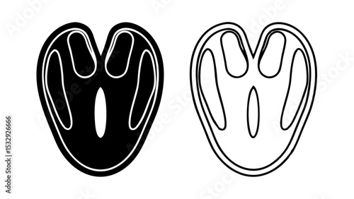 Cow Hoof Paw Print Icon vector. Dairy Farm Cow Pawprint Logo