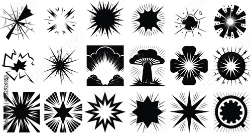 Explosion and Blast Vector Icons Set – Comic Style Impact Bursts Collection