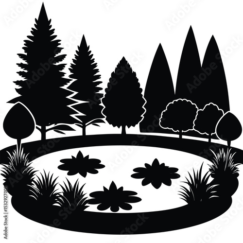 serene pond topiary natural setting