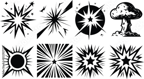 Explosion and Blast Vector Icons Set – Comic Style Impact Bursts Collection