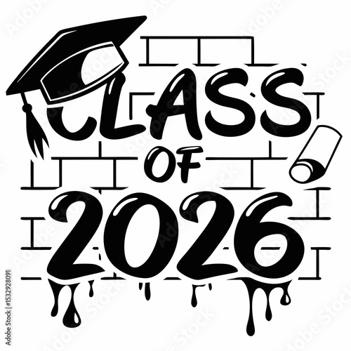 Class of 2026 graduation graffiti design