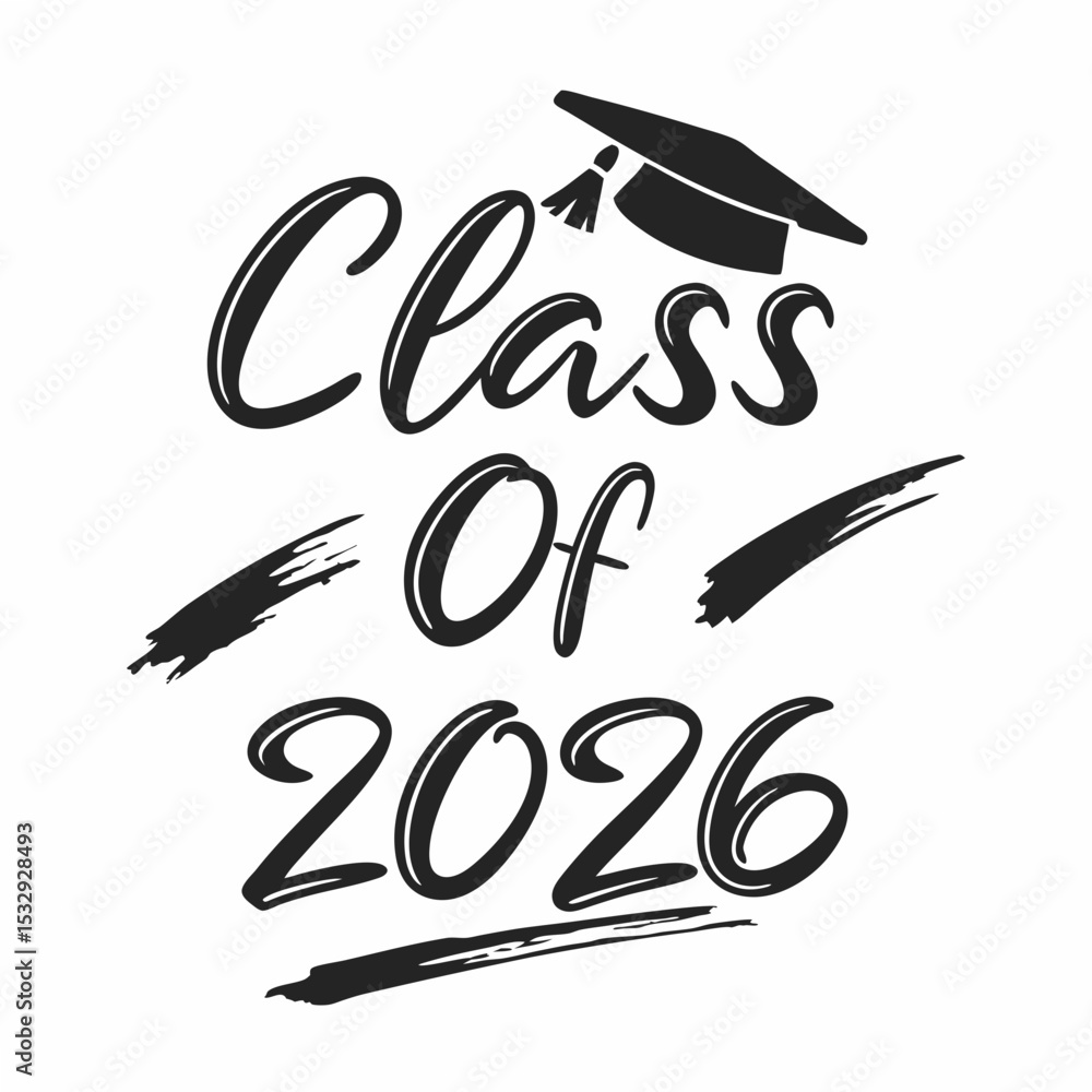 Obraz premium Class of 2026 graduation design element, transparent png