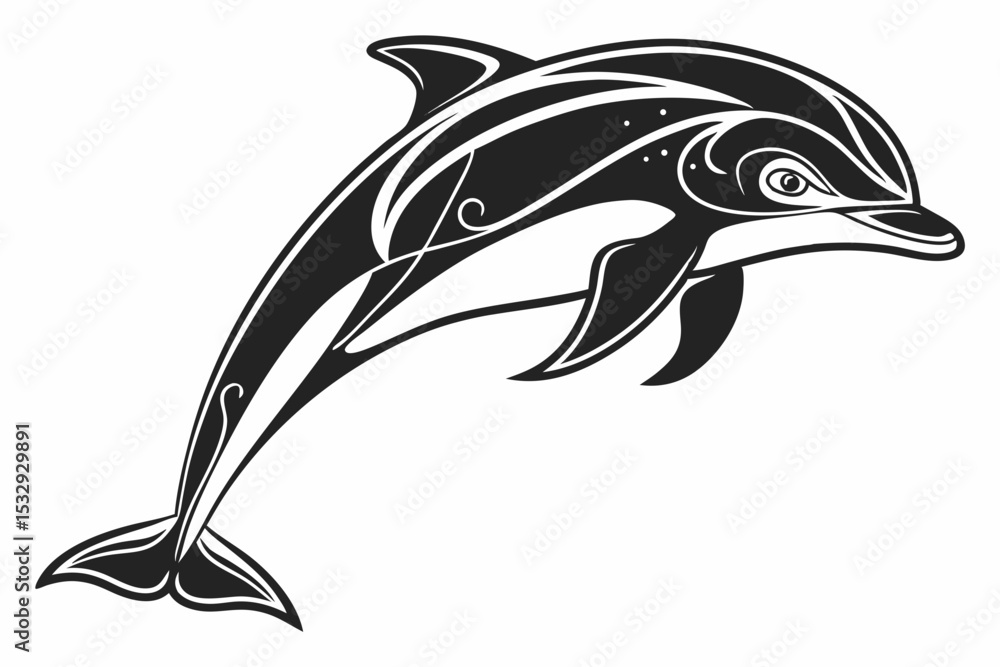 Naklejka premium dolphin sihouette black vector