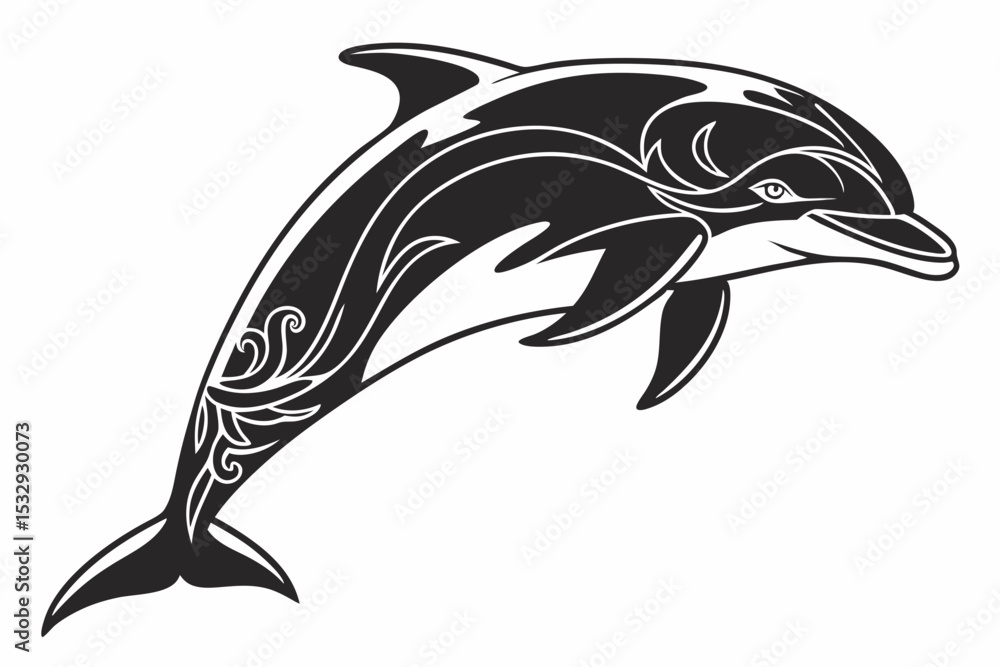 Naklejka premium dolphin sihouette black vector