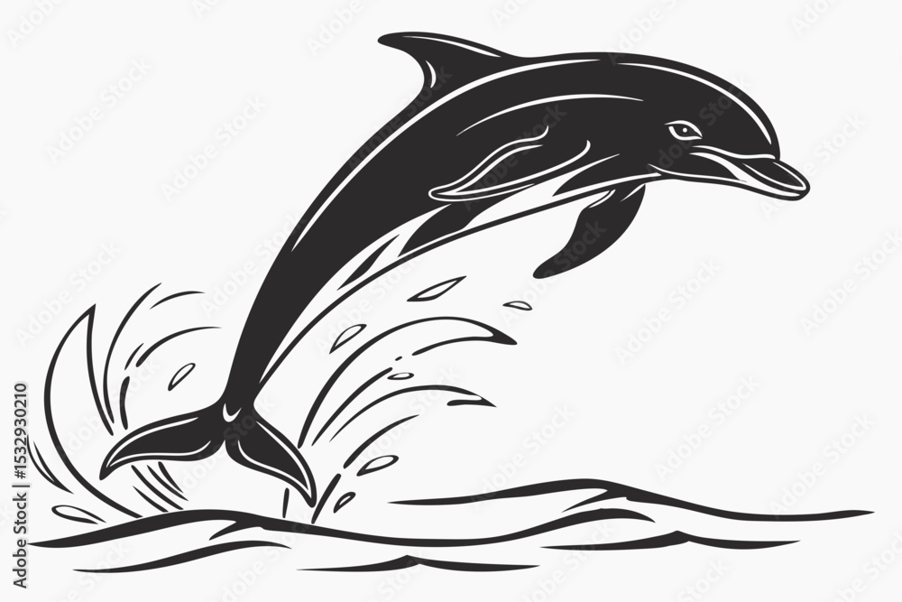 Naklejka premium dolphin sihouette black vector