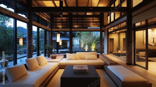 Wallpaper Mural Modern Japanese Interior Design with Natural Lighting and Open Space Concept in Tranquil Setting Torontodigital.ca