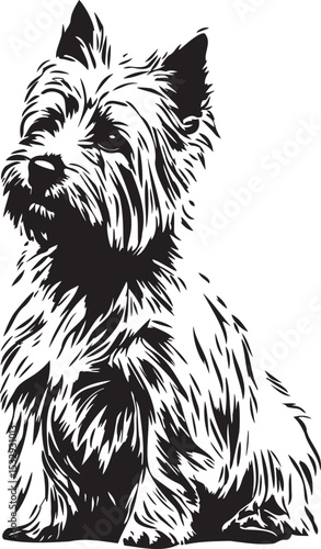 Canvastavla sitting cairn terrier dog