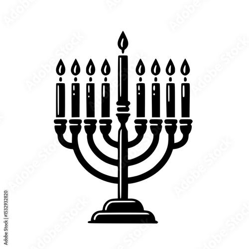 Menorah with candles black SVG
