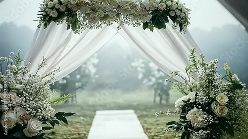 Aisle of Dreams: Beautiful Wedding Decoration with Elegant Floral Archway