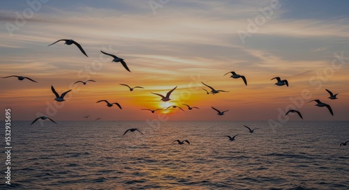 Wallpaper Mural birds flying at sunset Torontodigital.ca