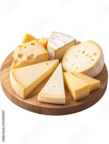 Assorted cheese varieties on a wooden board, perfect for a gourmet platter or wine pairing.