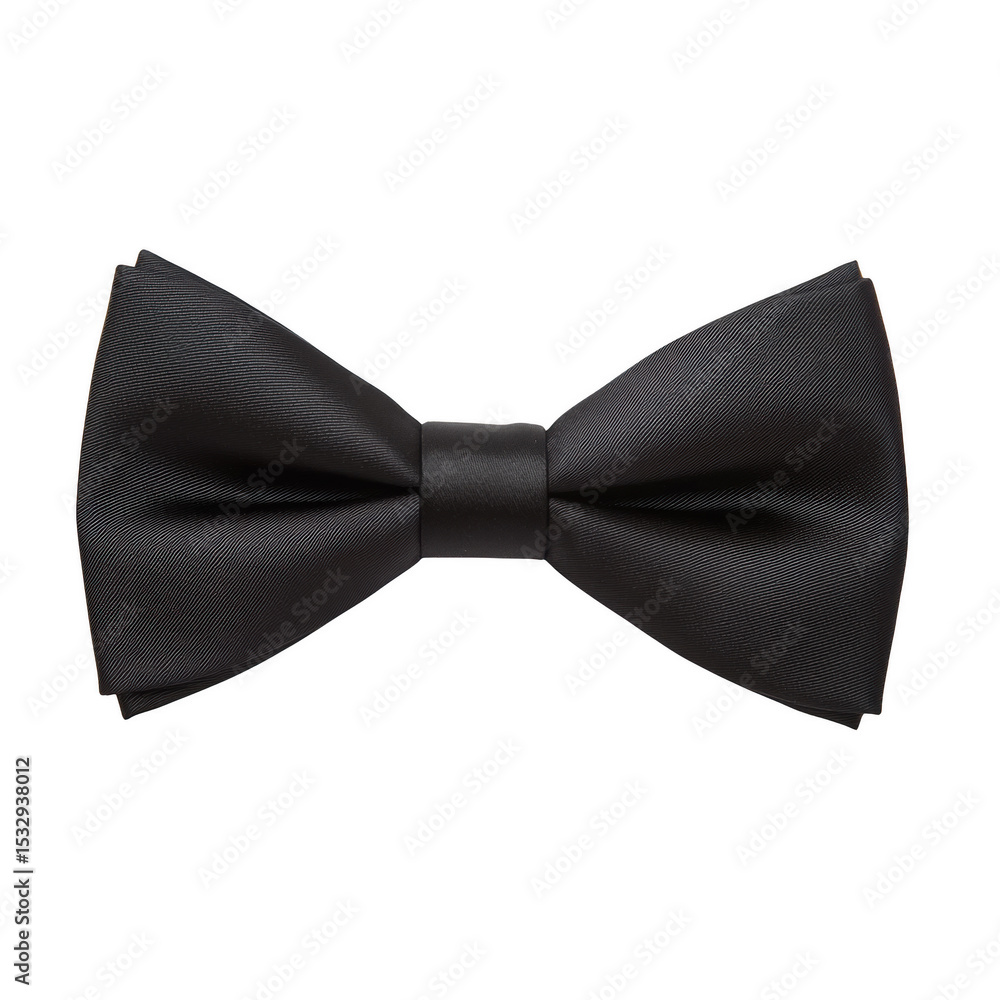Elegant black bow tie on white background, showcasing classic style and formal wear accessory. Elegant black bow tie on white background, showcasing classic style and formal wear accessory.