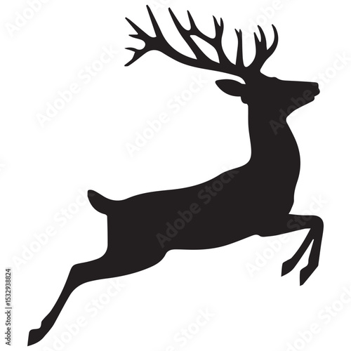 Majestic silhouette of a leaping deer with antlers
