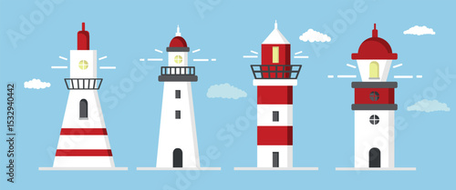 Lighthouse, Flat design, illustration.