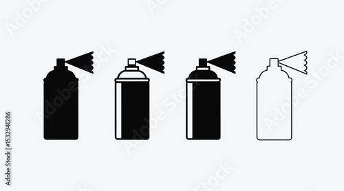 Modern Spray paint can icons silhouette, black and white set