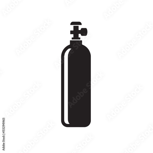 Silhouette icon of oxygen tank for medical scuba diving or industrial use in simple black and white style