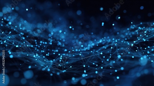 Wallpaper Mural Blue Holographic Overlay of Interconnected Dots and Lines in Space Torontodigital.ca