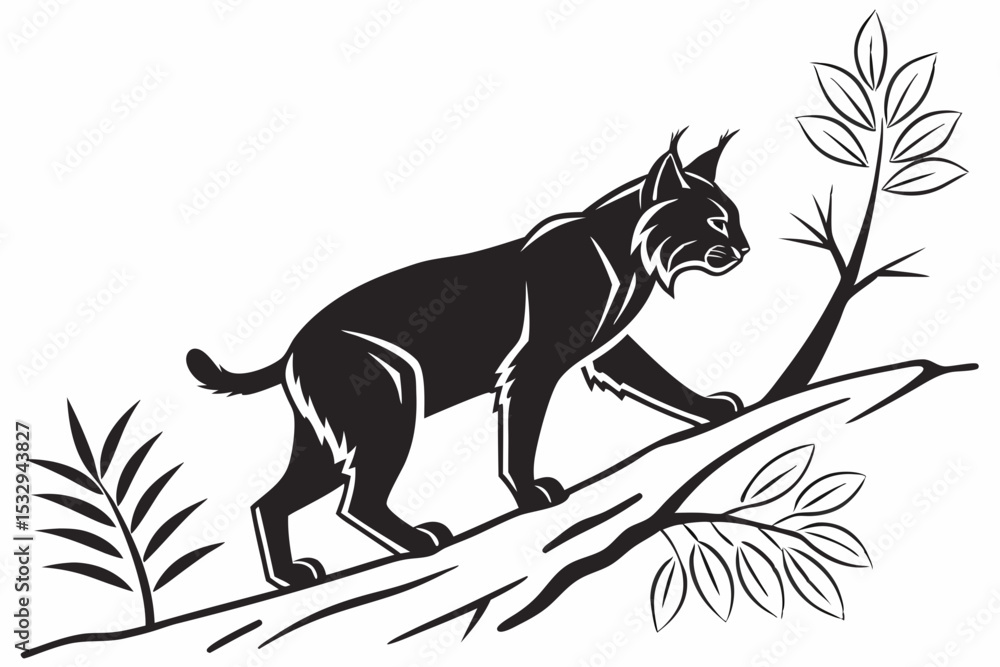 Fototapeta premium bobcat sihouette black vector