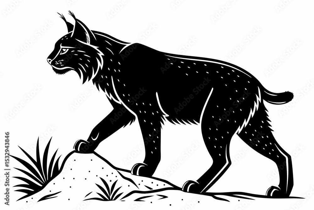 Fototapeta premium bobcat sihouette black vector