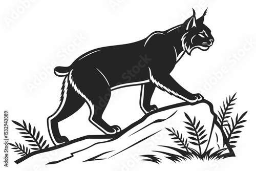 Wall Mural bobcat sihouette black vector