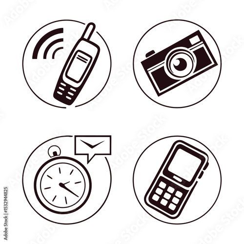 Retro Technology Icons Vintage Communication Devices and Photography Equipment