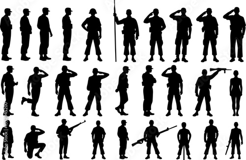  American military, army, Soldiers Vector Silhouette bundle