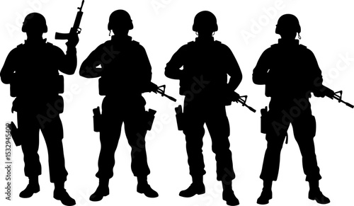  American military, army, Soldiers Vector Silhouette bundle