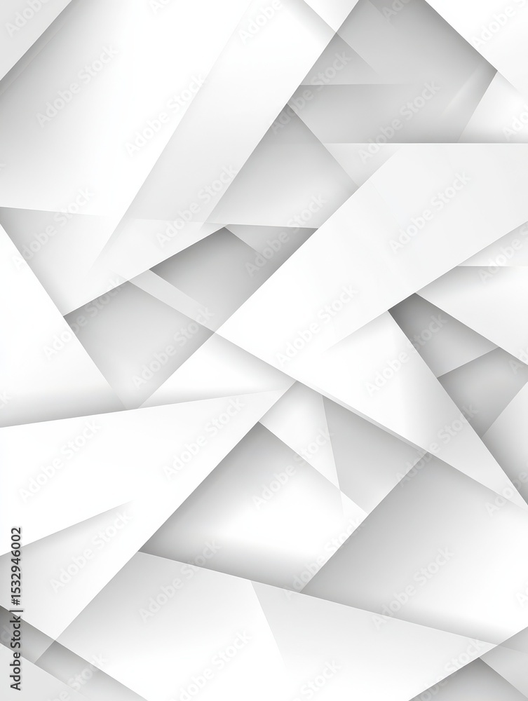 Fototapeta premium Abstract white background with texture pattern, layered geometric triangle shapes, white and grey glossy squares, abstract tech banner design. Graphic design element stripes concept for web, flyer