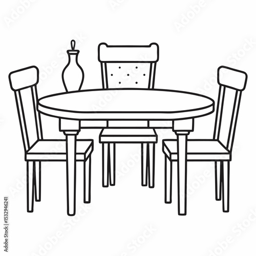 Dinning Table outline vector art