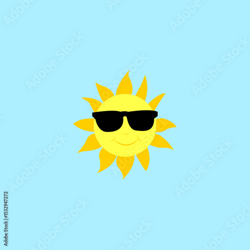 Sun cartoon with sunglasses