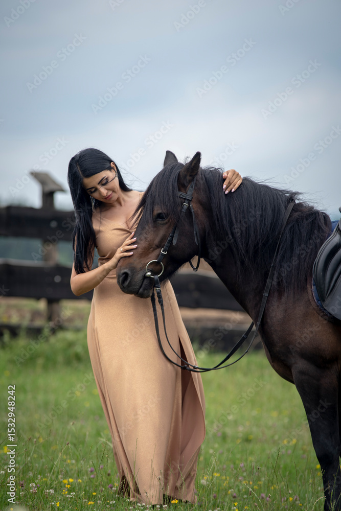 Obraz premium girl with horse