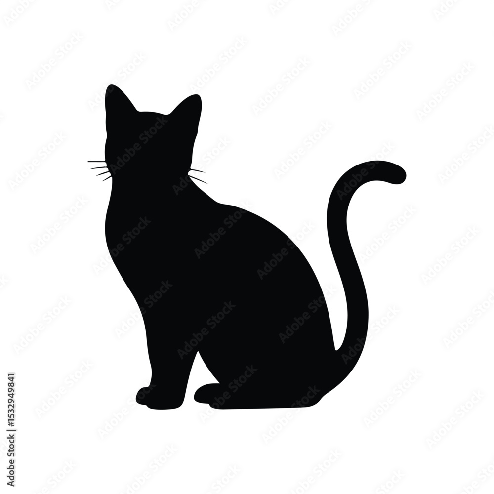 Fototapeta premium cat icon vector silhouette on white background.