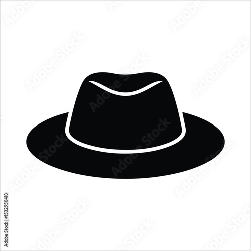 fedora  hat icon vector silhouette on white background.