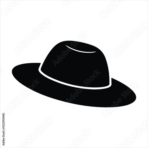 fedora  hat icon vector silhouette on white background.