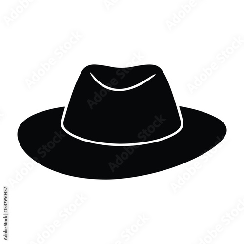 fedora  hat icon vector silhouette on white background.
