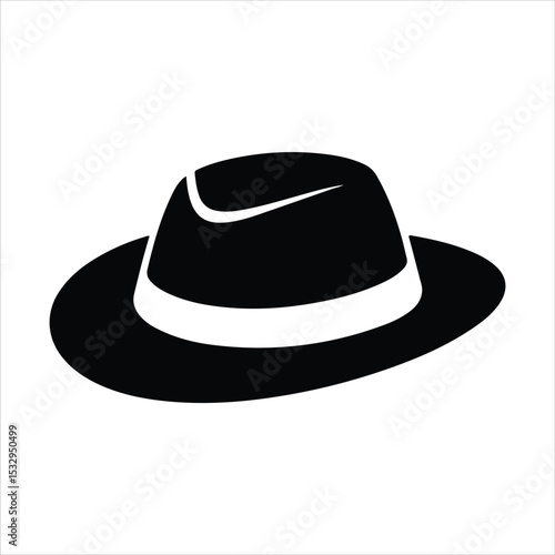 fedora  hat icon vector silhouette on white background.
