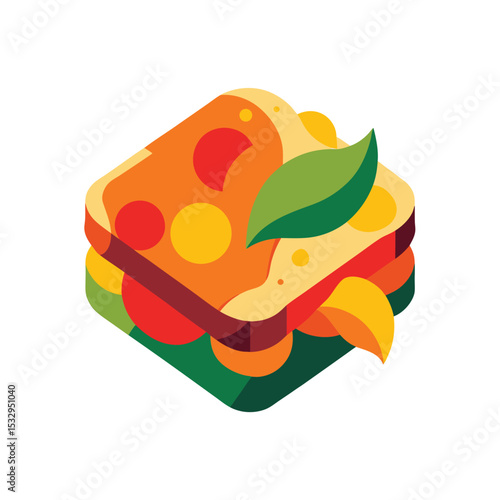 Abstract Orange Yellow Green Toast Sandwich Illustration