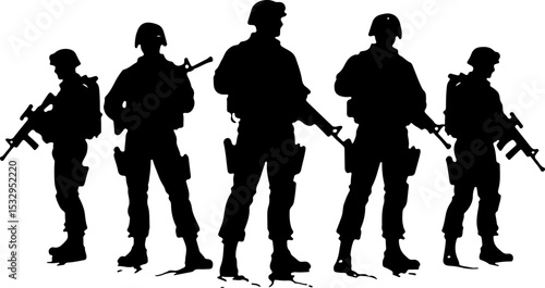  American military, army, Soldiers Vector Silhouette bundle