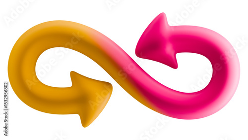 Pink and orange blend of infinity abstract arrow symbol