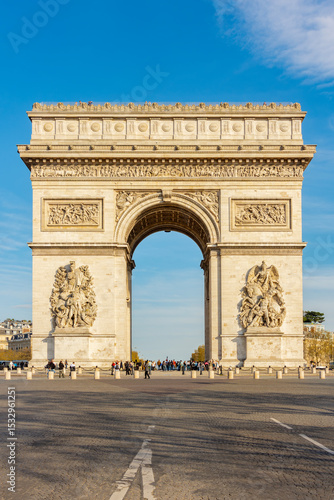 Triumphal arch (Arc de Triomphe) on Charles de Gaulle square in Paris, France