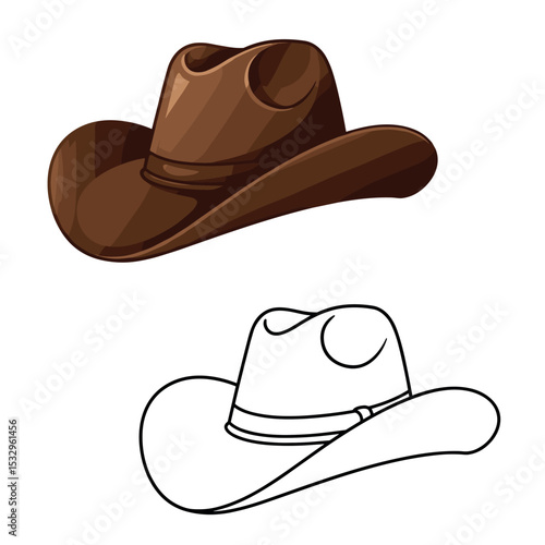 A stylized brown cowboy hat with shading and depth